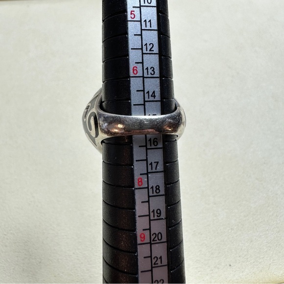 Sterling Silver 925 Black Enamel and Rhinestone Ring - Picture 8 of 14